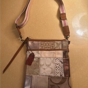 Coach Patchwork Crossbody Bag - Brown and Cream